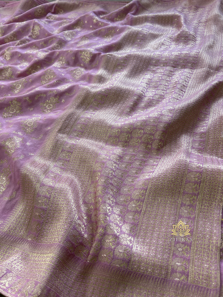 Lavender Purple Banarasi Uppada Silk Saree