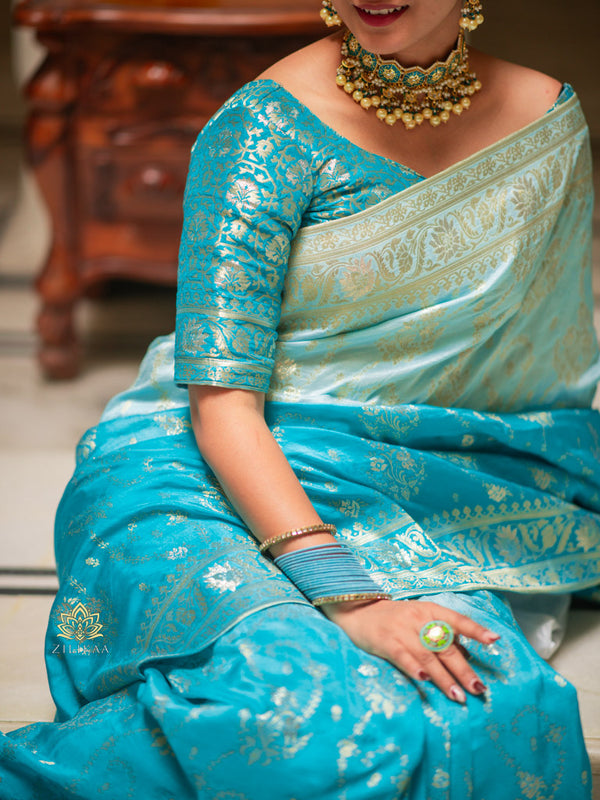 Hand-Dyed Double Shade Banarasi Uppada Silk saree
