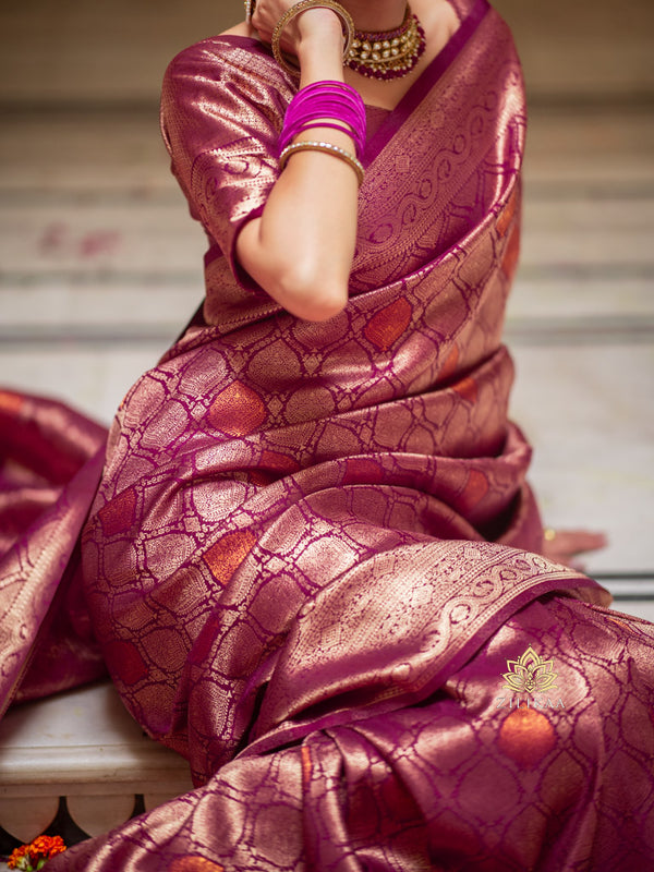 Sangria Wine Kanchipuram Silk Saree