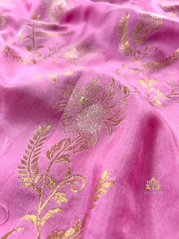 Baby Pink Banarasi Uppada Silk Saree