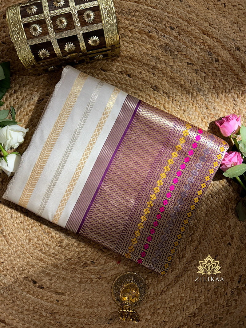 Ivory Special Banarasi Katan Silk Saree