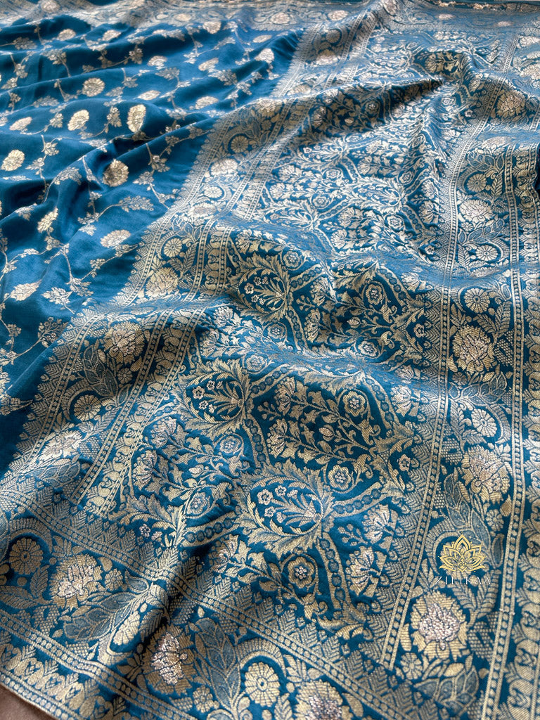 Teal Blue Banarasi Uppada Silk Saree