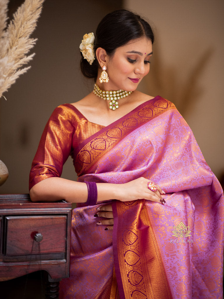 Lilac Purple Kanchipuram silk saree