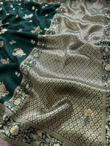 Bottle Green Banarasi Uppada Silk Saree