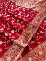 Scarlet Red Banarasi Uppada Silk Saree