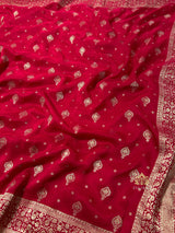 Scarlet Red Banarasi Uppada Silk Saree