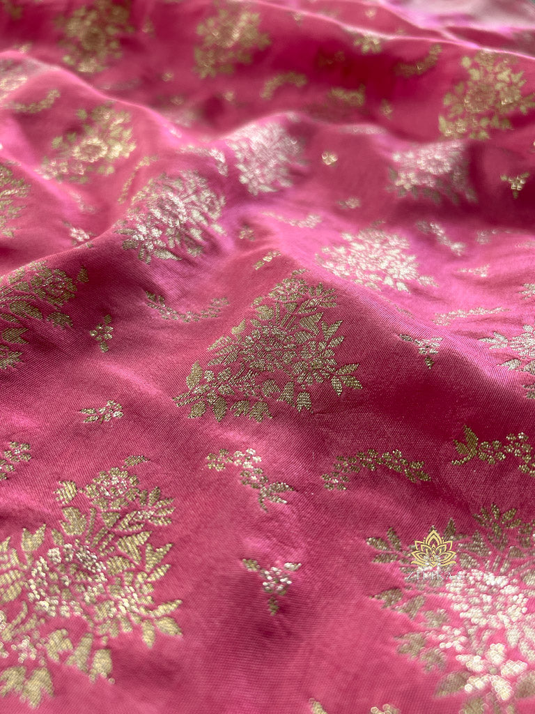 Onion Pink Banarasi Uppada Silk Saree