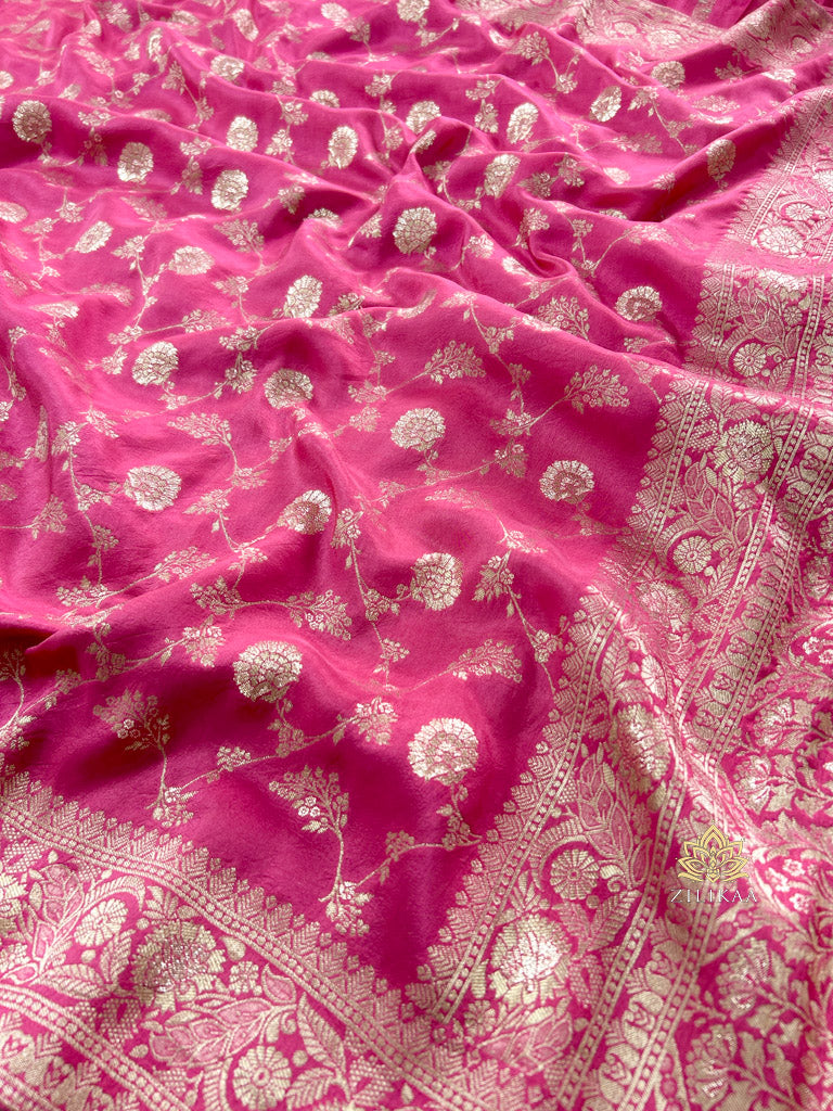 Onion Pink Banarasi Uppada Silk Saree