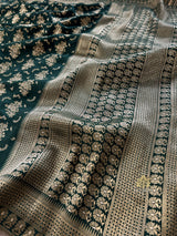 Bottle Green Banarasi Uppada Silk Saree