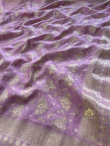 Lavender Purple Banarasi Uppada Silk Saree