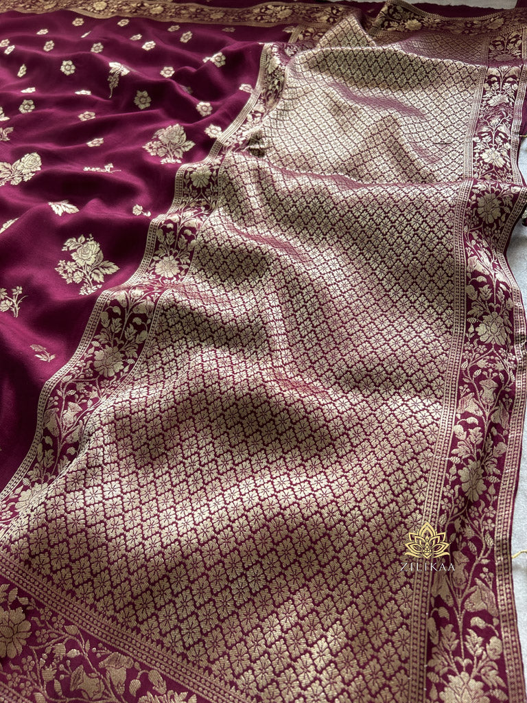 Sangria Wine Banarasi Uppada Silk Saree