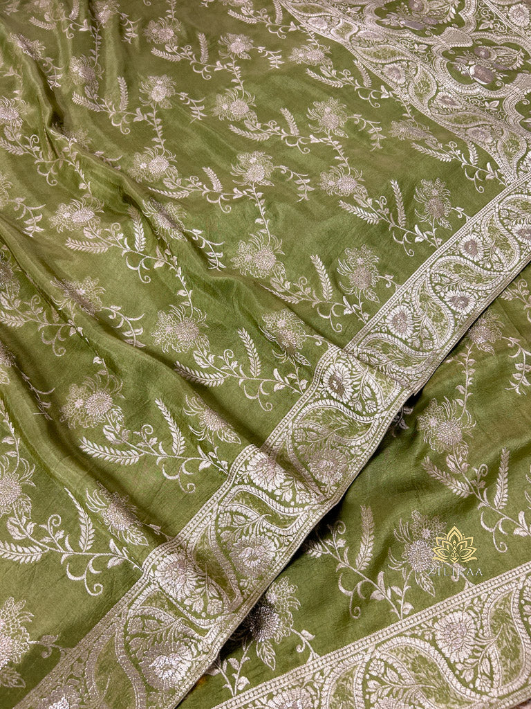 Mehendi Green Banarasi Uppada Silk Saree