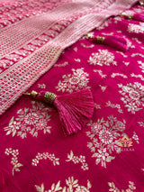 Queen Pink Banarasi Uppada Silk Saree