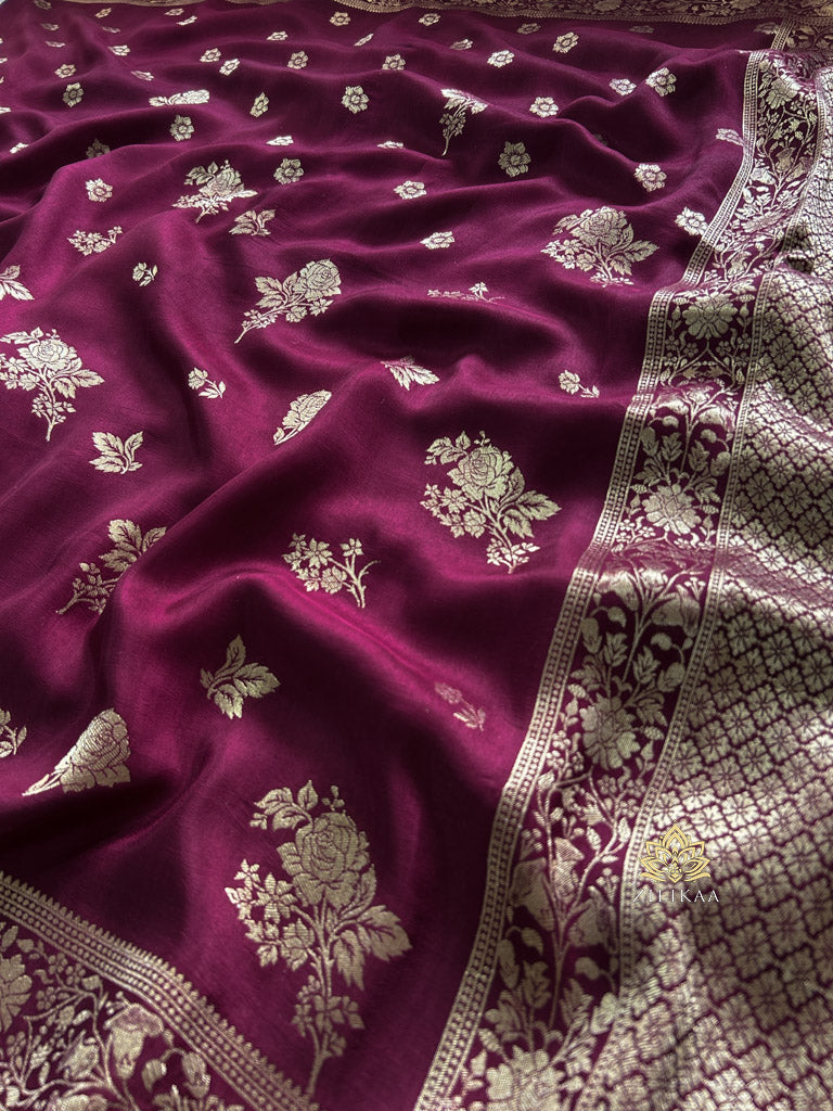 Sangria Wine Banarasi Uppada Silk Saree