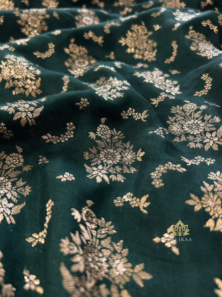 Bottle Green Banarasi Uppada Silk Saree