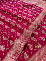 Queen Pink Banarasi Uppada Silk Saree