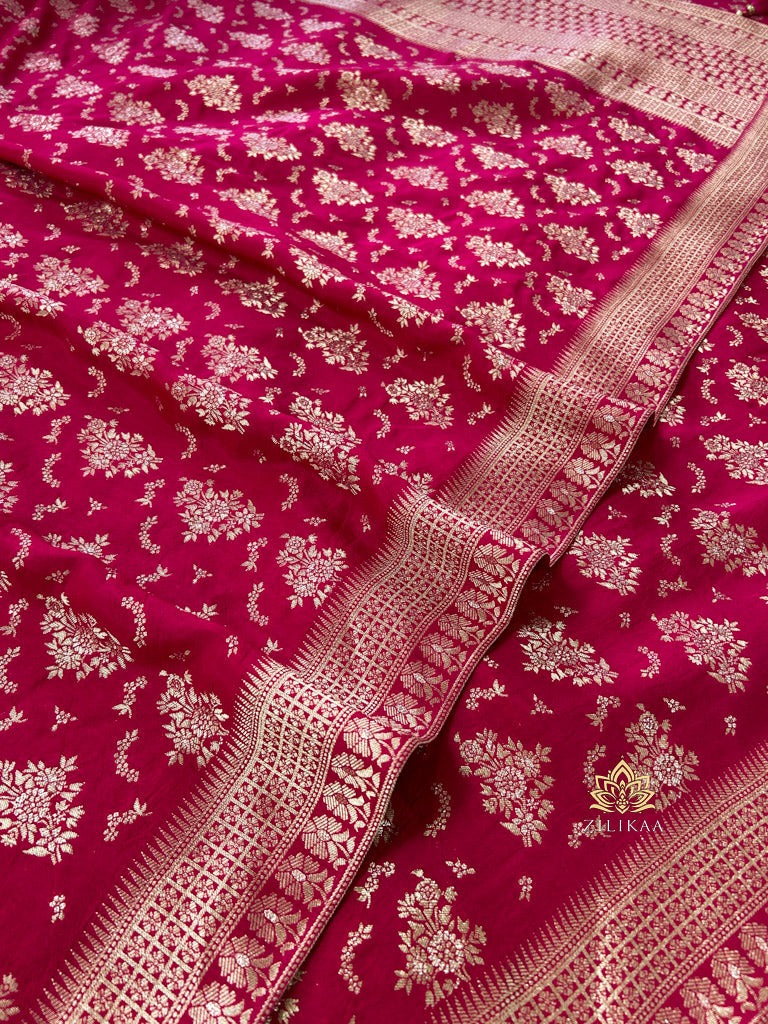 Queen Pink Banarasi Uppada Silk Saree