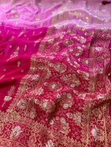 Hand-Dyed Double Shade Banarasi Uppada Silk saree