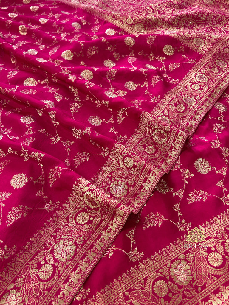 Queen Pink Banarasi Uppada Silk Saree