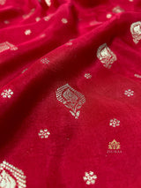 Scarlet Red Banarasi Uppada Silk Saree