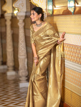 Vintage Gold Kanchipuram Tissue Silk Saree