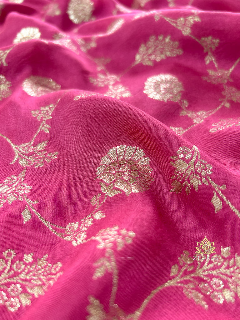 Onion Pink Banarasi Uppada Silk Saree