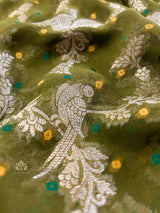 Mehendi Green Banarasi Meenakari Khaddi Weaved Georgette Saree