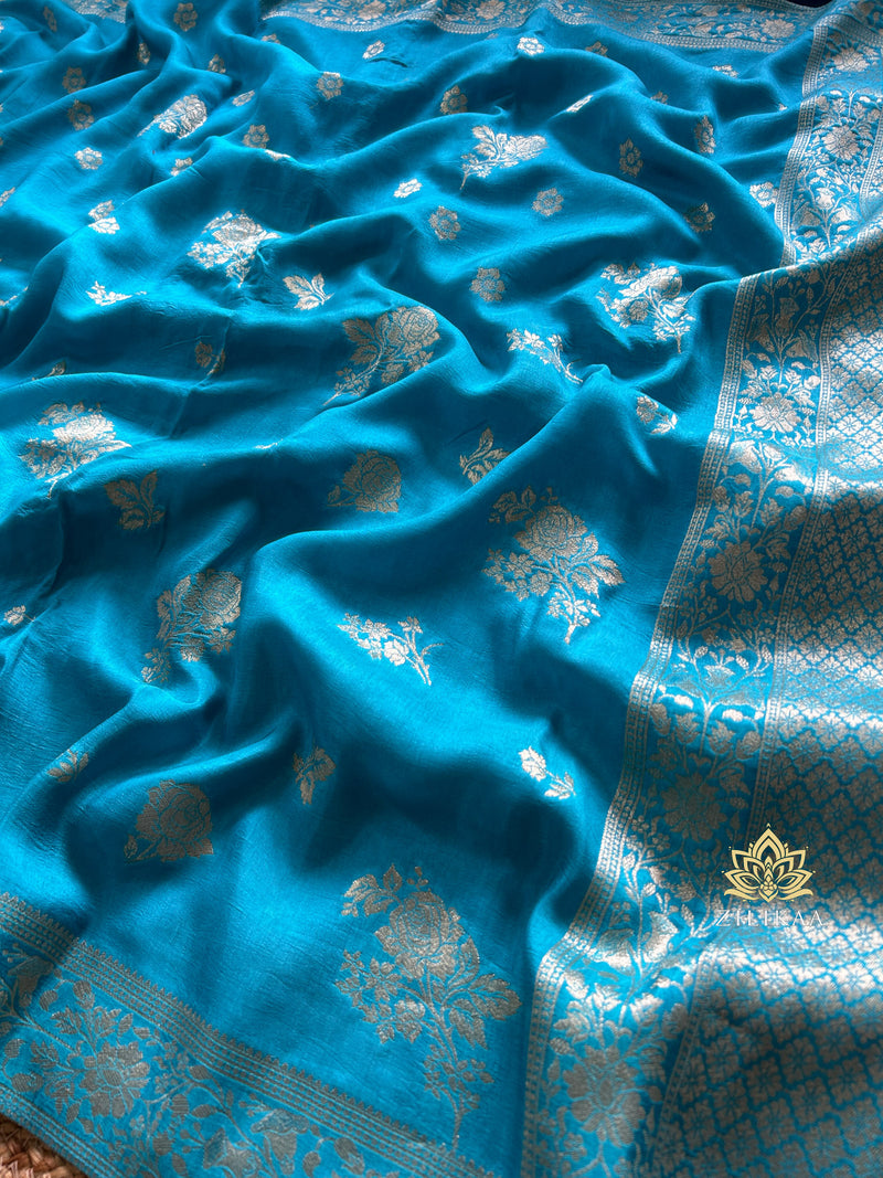 Firozi Blue Banarasi Uppada Silk Saree