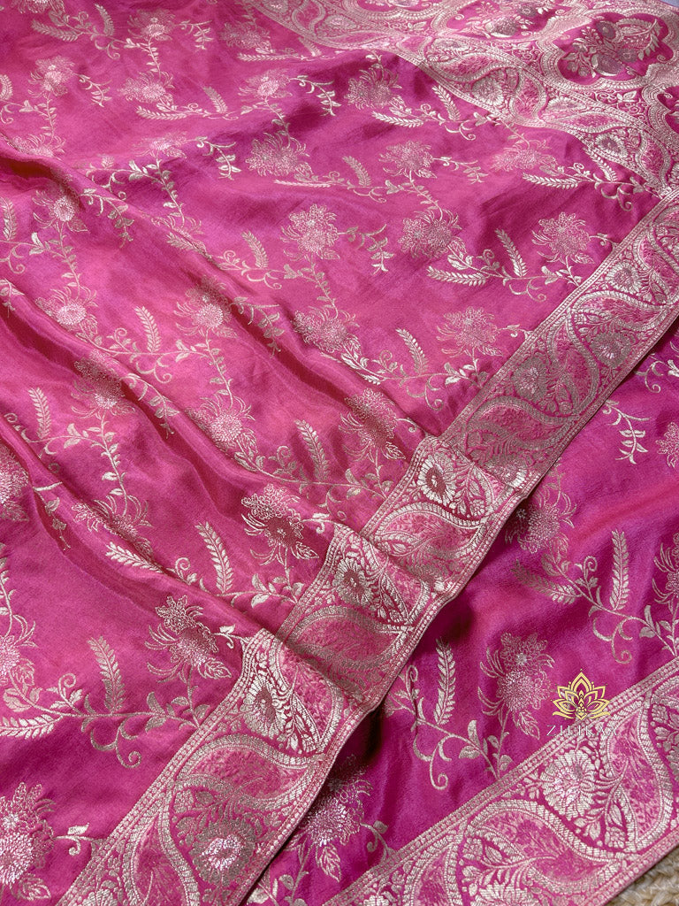 Onion Pink Banarasi Uppada Silk Saree