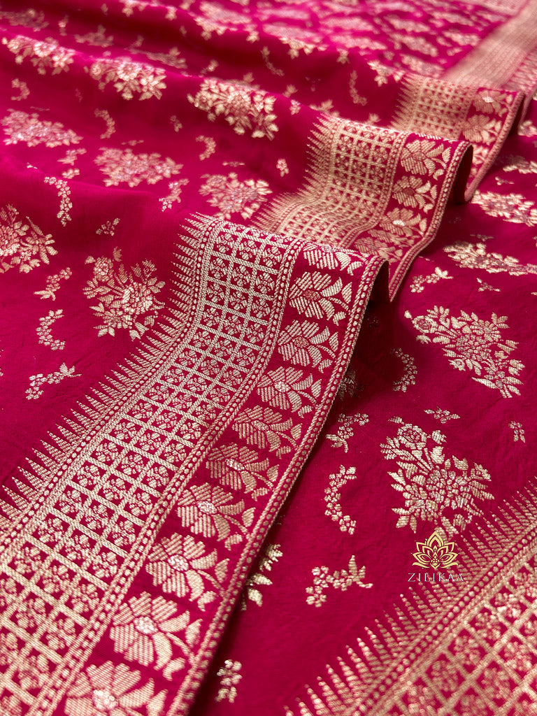 Queen Pink Banarasi Uppada Silk Saree