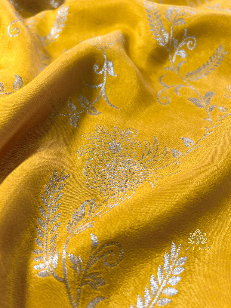 Mustard Yellow Banarasi Uppada Silk Saree