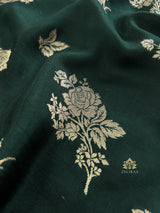 Bottle Green Banarasi Uppada Silk Saree