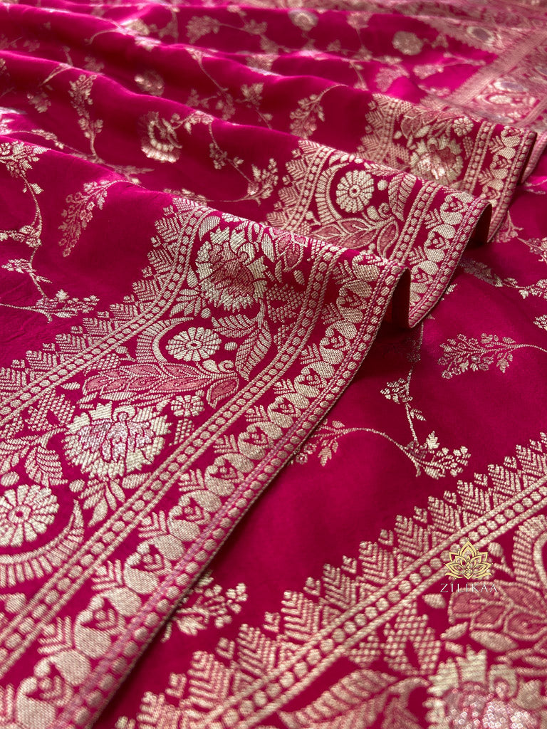 Queen Pink Banarasi Uppada Silk Saree