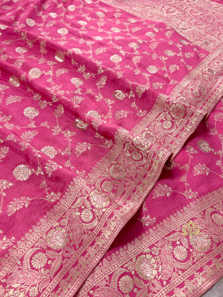 Onion Pink Banarasi Uppada Silk Saree