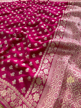 Queen Pink Banarasi Khaddi Weaved Georgette Saree