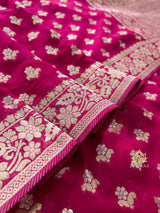 Queen Pink Banarasi Khaddi Weaved Georgette Saree