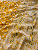 Mustard Yellow Banarasi Meenakari Khaddi Weaved Georgette Saree