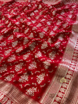 Scarlet Red Banarasi Uppada Silk Saree