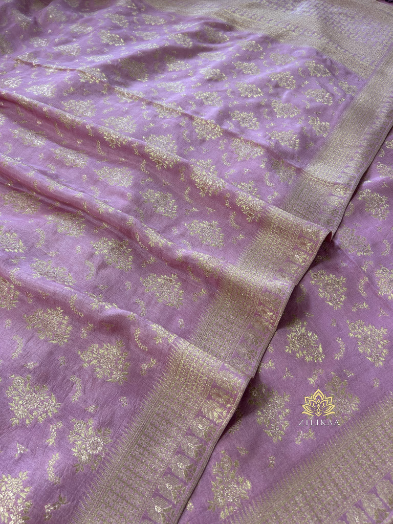 Lavender Purple Banarasi Uppada Silk Saree