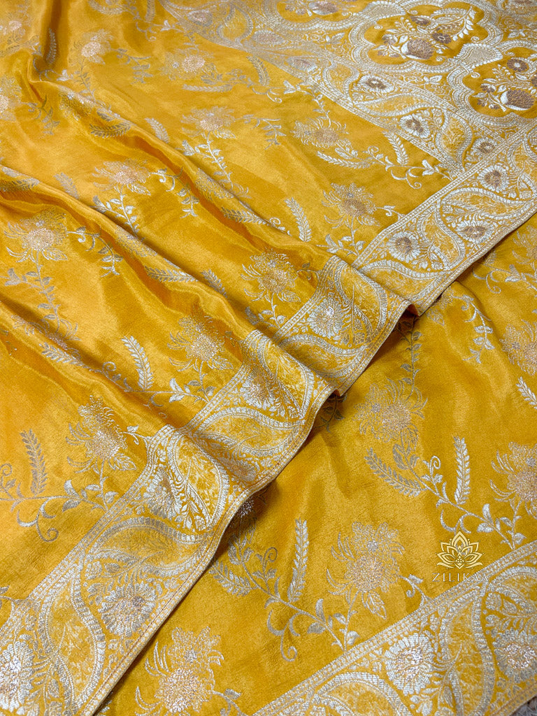 Mustard Yellow Banarasi Uppada Silk Saree