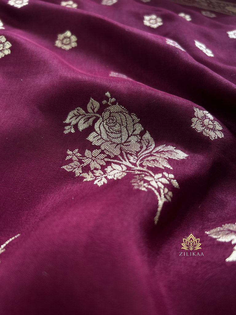 Sangria Wine Banarasi Uppada Silk Saree