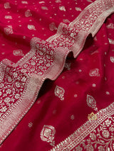 Scarlet Red Banarasi Uppada Silk Saree