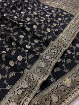 Midnight Black Banarasi Uppada Silk Saree