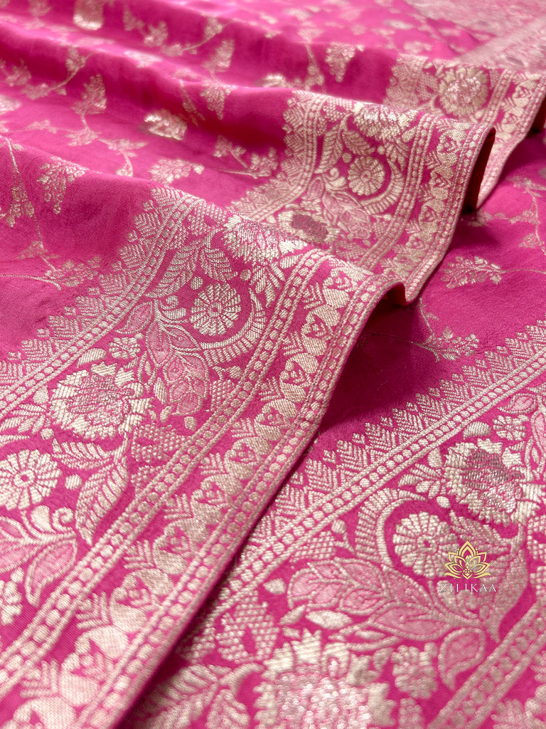 Onion Pink Banarasi Uppada Silk Saree