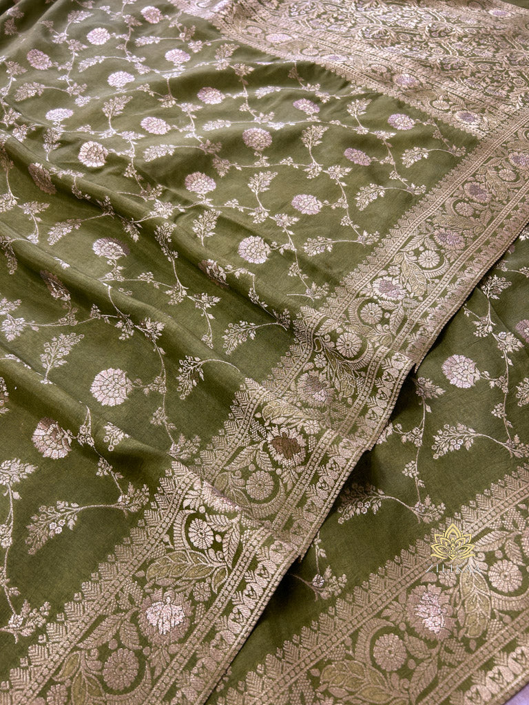 Mehendi Green Banarasi Uppada Silk Saree