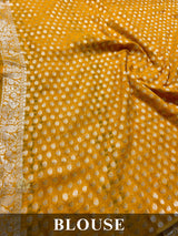 Mustard Yellow Banarasi Meenakari Khaddi Weaved Georgette Saree