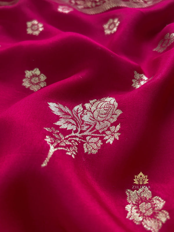 Queen Pink Banarasi Uppada Silk Saree