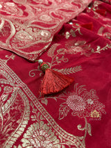 Scarlet Red Banarasi Uppada Silk Saree