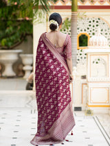 Sangria Wine Banarasi Uppada Silk Saree