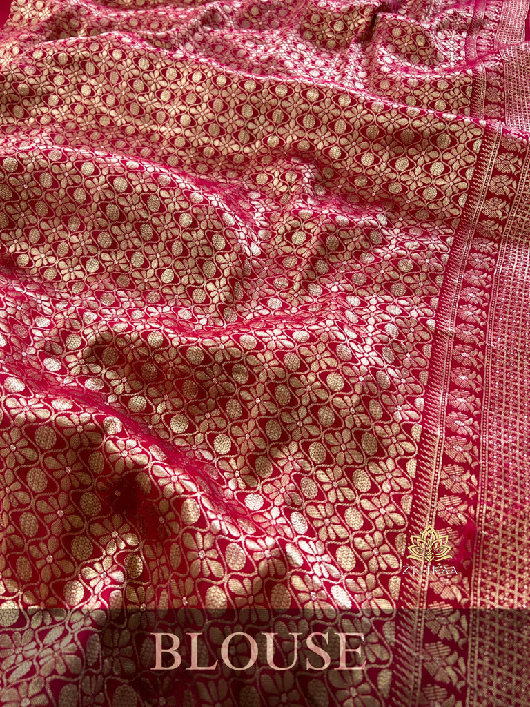 Queen Pink Banarasi Uppada Silk Saree